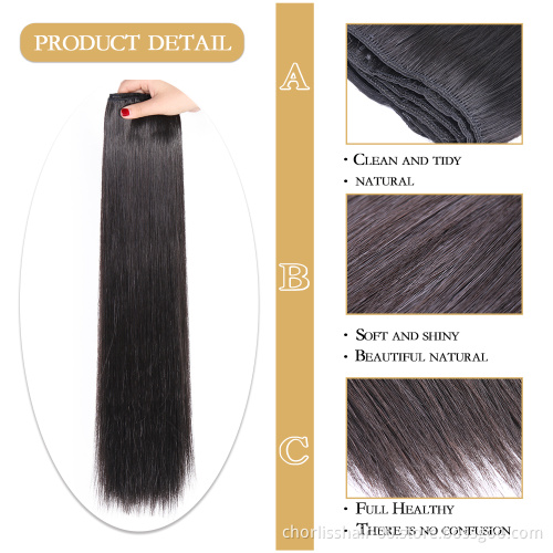 Imitate Human Hair Synthetic Clips In Hair Extensions Red Black Long Straight Heat Resistant  Protein Chemical FiberHairTangFree
